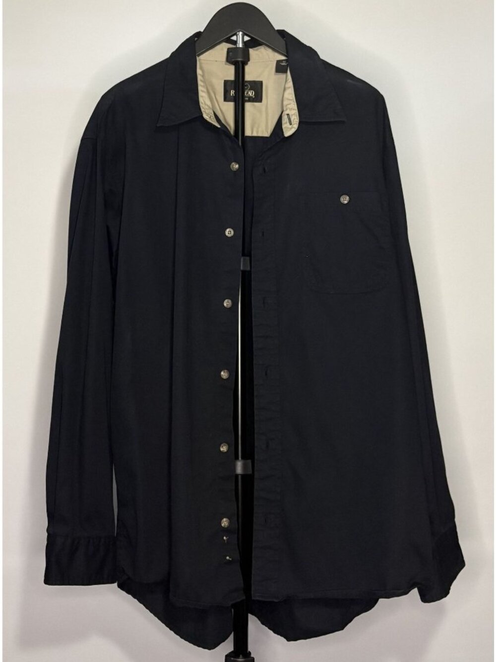 RedHead Men's Black Long Sleeve Shirt Collar Button Up Shirt Cotton Men's XL - Picture 11 of 12